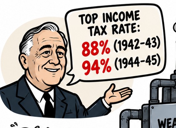 Detail: Roosevelt citing top income tax rates of 88% and 94%.